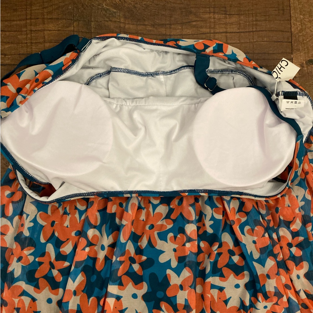 BloomChic NWT Floral Swim Dress in Teal/Coral/White Women’s Plus 26 - Picture 9 of 13
